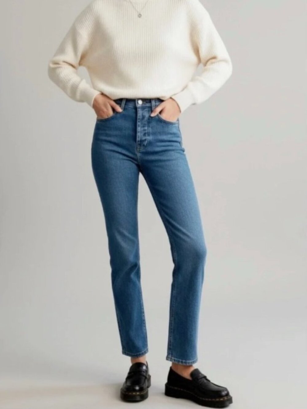 Sézane Brut Sexy High Rise Straight Leg Jeans Size 25 NWT Dark Wash